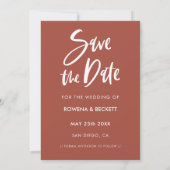 Moderne elegant verbrande foto save the date (Achterkant)