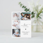 Moderne Elegant Vier Foto Nieuwe Baby Dank U Briefkaart (Staand voorkant)