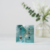 Moderne Elegant Waterverf Blauwgroen juwelenzorg Vierkante Visitekaartje (Staand voorkant)