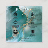 Moderne Elegant Waterverf Blauwgroen juwelenzorg Vierkante Visitekaartje (Voorkant)