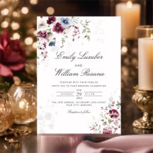 Moderne Elegant Waterverf Burgundy Floral Wedding