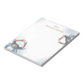 Moderne Elegant Waterverf Eenvoudige blauwe krab Notitieblok (Linkerzijde)