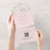 Moderne Elegant Waterverf Floral Guest All In One Uitnodiging (Afscheurbaar)