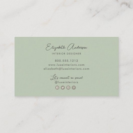 Moderne Elegant Waterverf Floral Interior Designer Visitekaartje (Achterkant)