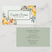 Moderne Elegant Waterverf Floral Interior Designer Visitekaartje (Voorkant / Achterkant)