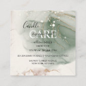 Moderne Elegant Waterverf Green Candle Care Vierkante Visitekaartje (Achterkant)