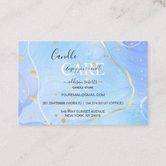 Moderne Elegant Waterverf Green Candle Care Visitekaartje (Achterkant)