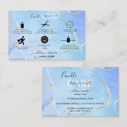 Moderne Elegant Waterverf Green Candle Care Visitekaartje (Voorkant / Achterkant)