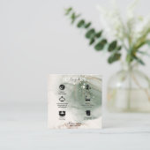 Moderne Elegant Waterverf Green Jewelry Care Vierkante Visitekaartje (Staand voorkant)