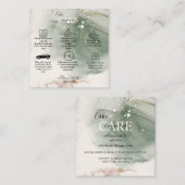 Moderne Elegant Waterverf Groene en Gold Cake Care Vierkante Visitekaartje (Voorkant / Achterkant)