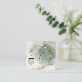 Moderne Elegant Waterverf Groene en Gold Cake Care Vierkante Visitekaartje (Staand voorkant)