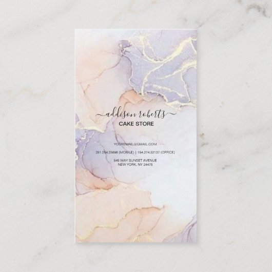 Moderne Elegant Waterverf Groene en Gold Cake Care Visitekaartje (Achterkant)