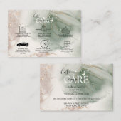 Moderne Elegant Waterverf Groene en Gold Cake Care Visitekaartje (Voorkant / Achterkant)