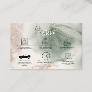 Moderne Elegant Waterverf Groene en Gold Cake Care Visitekaartje