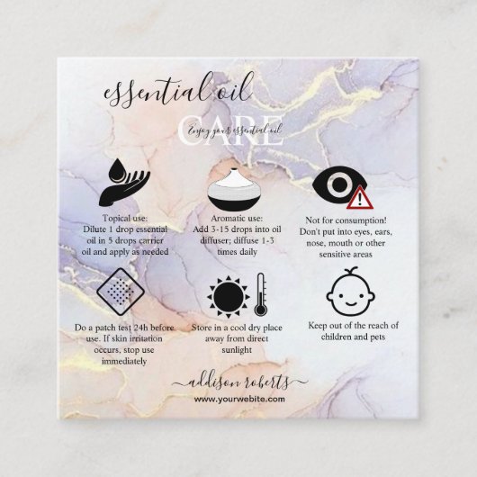 Moderne Elegant Waterverf Groene etherische olie Vierkante Visitekaartje (Voorkant)