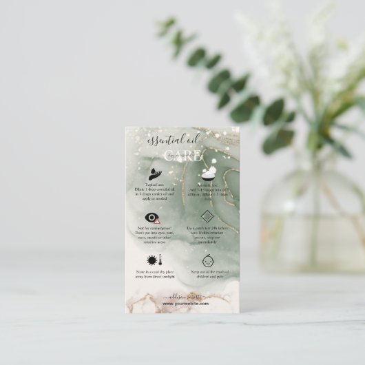 Moderne Elegant Waterverf Groene etherische olie Visitekaartje (Staand voorkant)