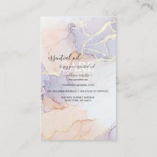 Moderne Elegant Waterverf Groene etherische olie Visitekaartje (Achterkant)