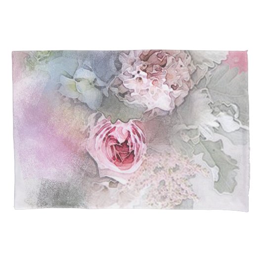 Moderne Elegant Waterverf Rozen Flowers Floral Kussensloop (Voorkant)