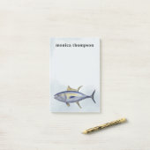 Moderne Elegant Waterverf Simple Blue Tuna Fish Post-it® Notes (Op bureau)