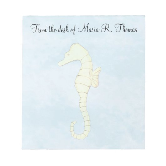 Moderne Elegant Waterverf Simple Seahorse Sealife Notitieblok (Voorkant)