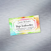 Moderne Elegant Waterverf Yoga Instructor Magnetisch Visitekaartje (Voorbeeld)