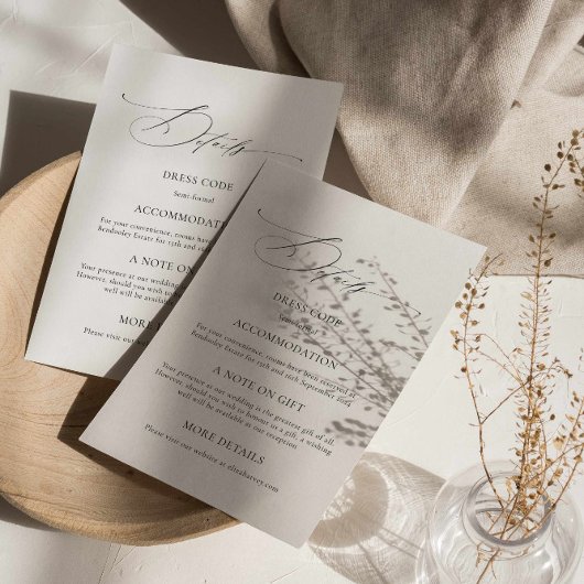 Moderne Elegant Wedding Details Kaart