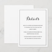 Moderne Elegant Wedding Details Kaart (Voorkant / Achterkant)