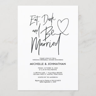 Moderne Elegant Wedding Rehearsal Dinner Invites Kaart