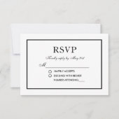 Moderne Elegant Wedding RSVP Black & White Kaart (Voorkant)