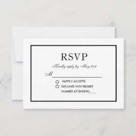 Moderne Elegant Wedding RSVP Black & White Kaart