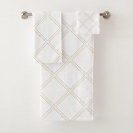 Moderne Elegant White & Beige Diamonds Bad Handdoek