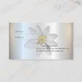 Moderne Elegant White Daisy, Silver Reference Kaar Aanbevelingskaartje (Achterkant)