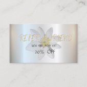 Moderne Elegant White Daisy, Silver Reference Kaar Aanbevelingskaartje (Voorkant)