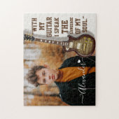 Moderne Elegant White Electric Guitar Photo & Name Legpuzzel (Verticaal)