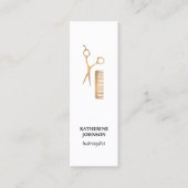Moderne Elegant White Faux Gold Scissors Comb Mini Visitekaartje (Voorkant)