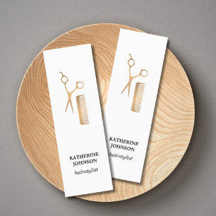 Moderne Elegant White Faux Gold Scissors Comb Mini Visitekaartje