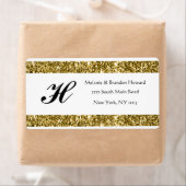 Moderne Elegant White Gold Lijst Monogram Initiale Etiket (Insitu)