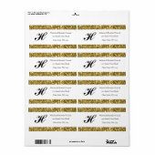 Moderne Elegant White Gold Lijst Monogram Initiale Etiket (Full Sheet)