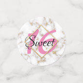 Moderne Elegant White Gold Marble Sweet 16 Confetti (Kleine voorkant)
