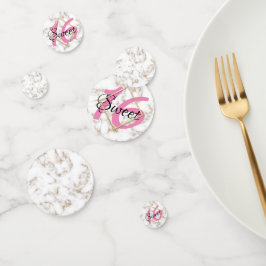 Moderne Elegant White Gold Marble Sweet 16 Confetti