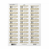 Moderne Elegant White Gold Monogram Initiaal retou Etiket (Full Sheet)