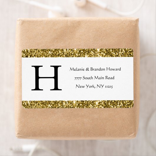 Moderne Elegant White Gold Monogram Initiaal retou Etiket (Insitu)