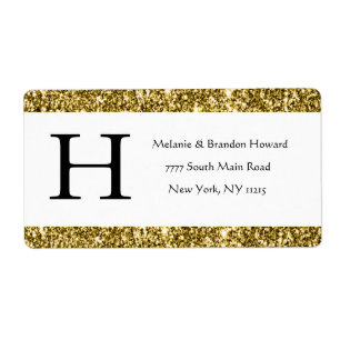Moderne Elegant White Gold Monogram Initiaal retou Etiket
