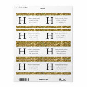 Moderne Elegant White Gold Monogram Initiaal retou Etiket (Full Sheet)