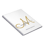 Moderne Elegant White Gold White Script-monogram Notitieboek (Rechterzijde)