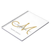 Moderne Elegant White Gold White Script-monogram Notitieboek (Linkerzijde)