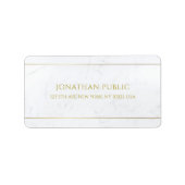 Moderne Elegant White Marble Gold Text Simple Etiket (Voorkant)