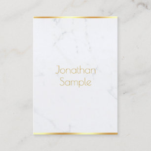 Moderne Elegant White Marble Gold Text Sjabloon Visitekaartje