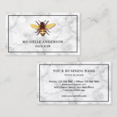 Moderne Elegant White Marble Honey Bee Visitekaartje (Voorkant / Achterkant)