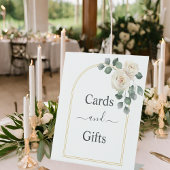 Moderne Elegant White Rose Golden Arch Cards & Gif Reclamebord Met Voetstuk